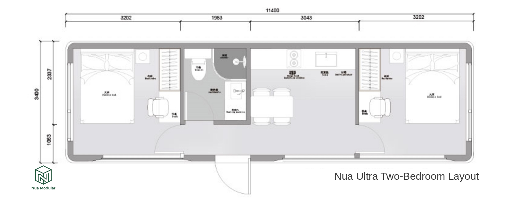 Nua Ultra two-bedroom floor plan